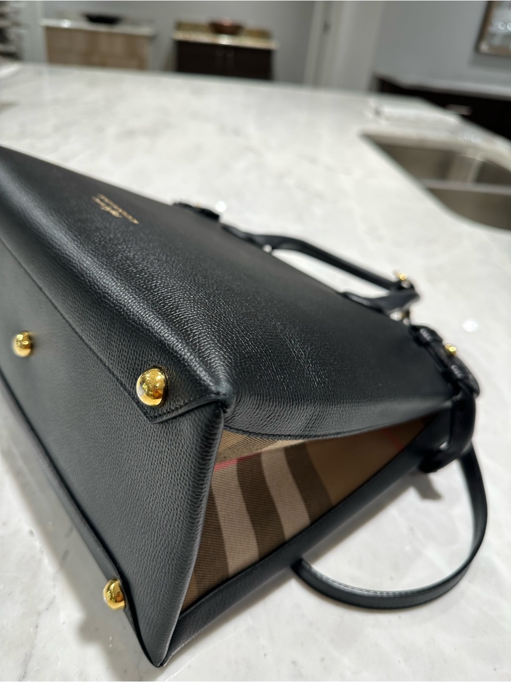 Burberry Black Leather Satchel with Gold Hardware - Picture 4 of 16